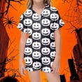 thumbnail image 2 of CAIVO Girls Halloween 2 Piece Pajama Sets Cute Pumpkin Bat Print Lapel Short Sleeve Button Down Shirt With Shorts Sleepwear For Kids Comfortable Casual Loungewear, 2 of 4