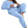 thumbnail image 4 of Peluche de Femmes de Couleur Unie à Manches Longues et Pantalons Pyjamas Ensembles Hiver Chaud Femmes Cadeau, 4 of 7