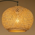 thumbnail image 3 of 75" 1-Light Black Arc Floor Lamp with Hand-woven Bamboo Shade and Marble Base, 3 of 6