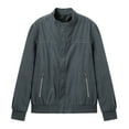 thumbnail image 3 of AZoiNM Men's Stand Collar Zip Jacket Loose Fit Lightweight Casual Long Sleeve Spring Fall, 3 of 10