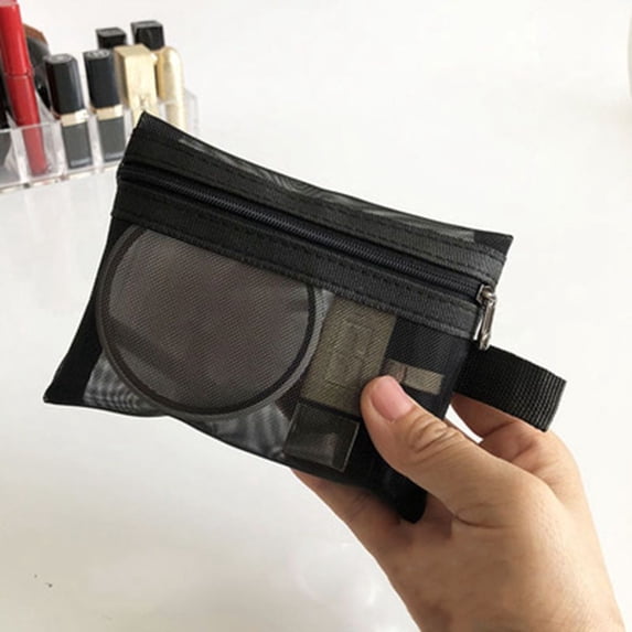Transparent Outdoor Zipper Bag Pencil Cases Large Capacity Wash Pouch Organizer Case Mesh Cosmetic Bag Cosmetic Cases Makeup Bags Storage Toiletry Bag BLACK S AS SIDE ZIPPER