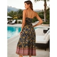 thumbnail image 4 of DARING DIVA Women's Boho Floral Spaghetti Strap A Line Maxi Dresses L Navy Blue, 4 of 6