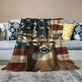 thumbnail image 2 of BCIIG American Deer Blanket Gifts for Kids Adults Soft Warm Lightweight Cozy Animal American Flag Deer Throw Blankets for Sofa Couch Bed Room Decor  60x80in, 2 of 6