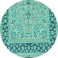 thumbnail image 1 of Ahgly Company Indoor Round Persian Turquoise Blue Traditional Area Rugs, 4' Round, 1 of 4
