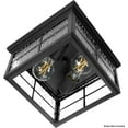 thumbnail image 2 of Outdoor Flush Mount Ceiling Light Fixture, Black w/Water Glass, 2-Light Square Farmhouse Porch or Patio Light, Close to Ceiling Entryway Outdoor Light, Bulbs Not Included, 2 of 6