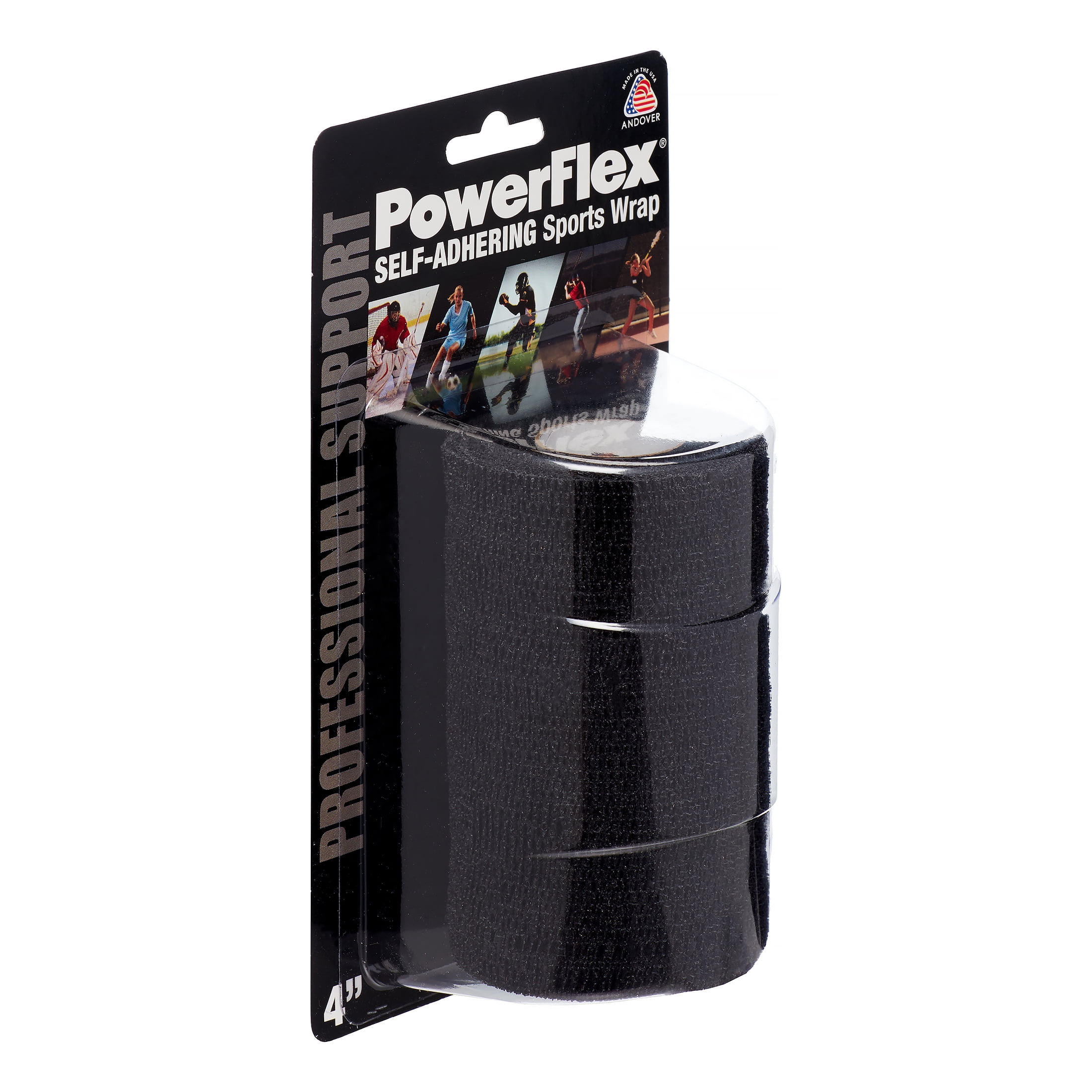 PowerFlex Self-Adhering Sports Wrap, Black, 4"