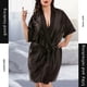 thumbnail image 5 of Albornoz para mujer, bata sedosa sexy, camisón, camisón, ropa de dormir, negro, XXL Methold AP001190-05B, 5 of 6
