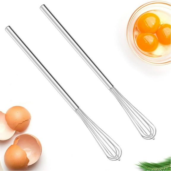 2Pcs Mini Whisk, Small Whisk, Stainless Steel Skinny Whisk Egg Beater Wire Whisk for Blending, Whisking, Beating, or Stirring,10 Inch