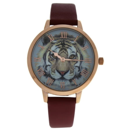 CRA018 La Animale - Rose Gold/Red Leather Strap Watch