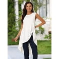 thumbnail image 2 of DARING DIVA Women's High Low Hem Crew Neck Sleeveless Tunic Top White M, 2 of 7