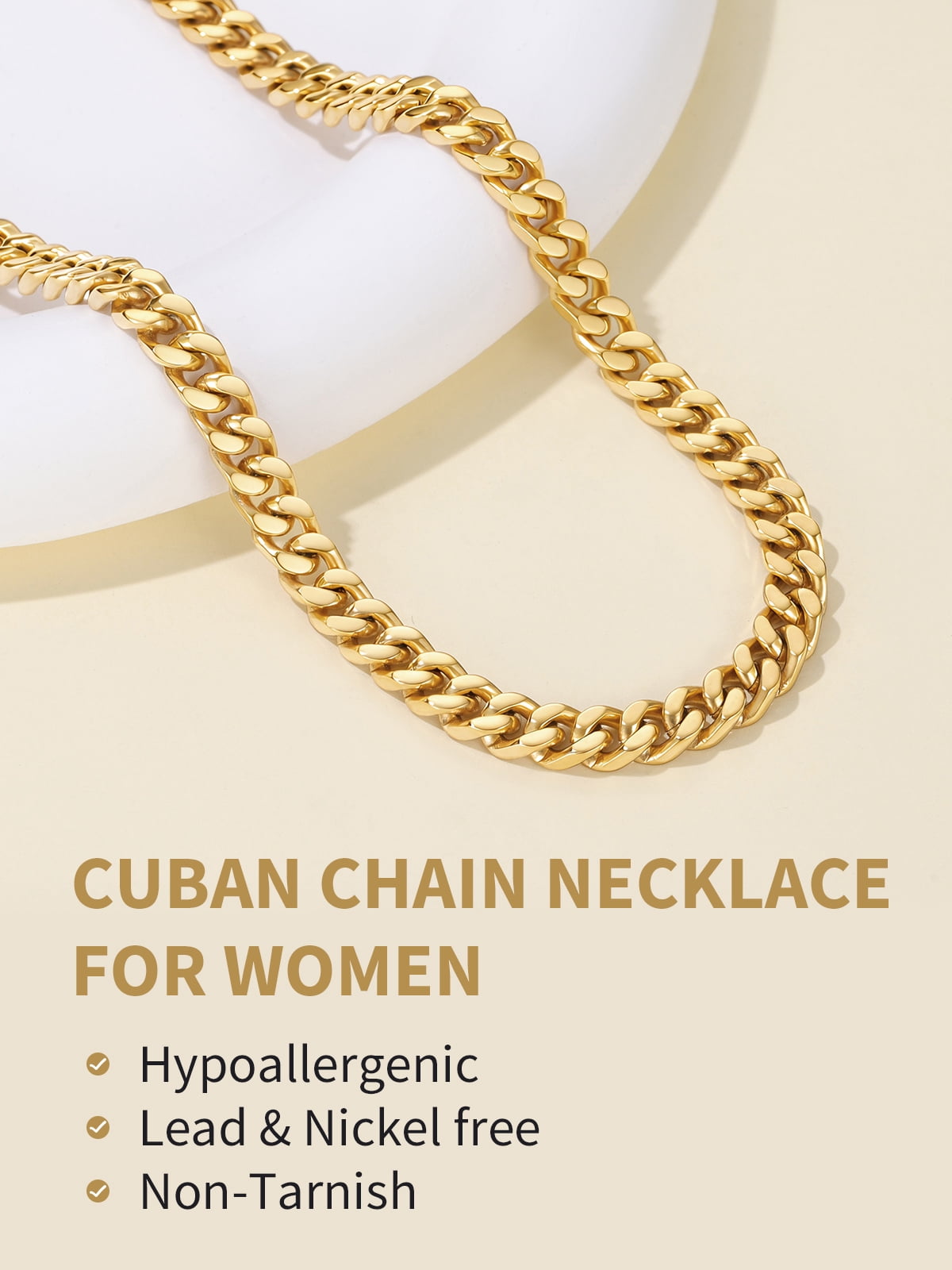 FindChic 14K Gold Plated Chains for Women 5mm Stainless Steel Cuban Link Necklace Birthday Graduation Jewelry Gifts Her Mom Wife, 20inch