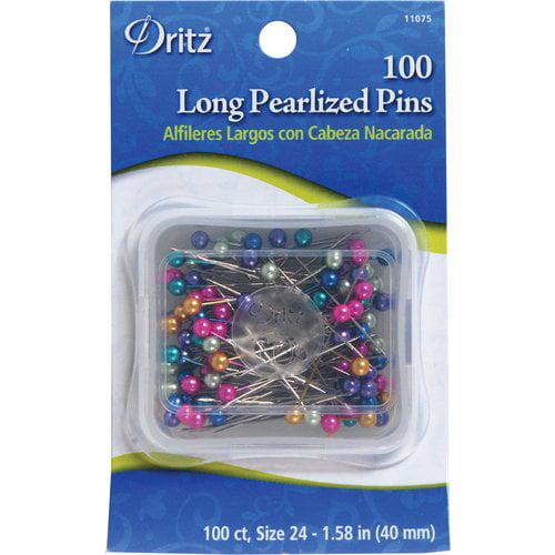 Dritz 100-Piece Long Pearlized Pins Red 1-1/2-Inch