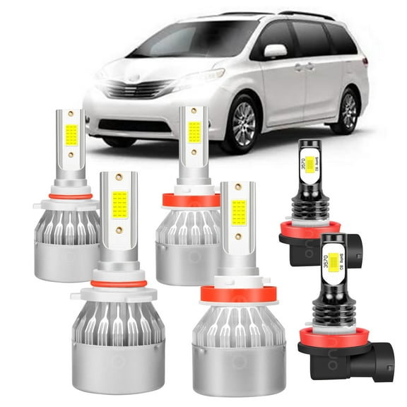 For 2011-2019 Toyota Sienna Combo 6x LED Headlights High Low Beam & Fog Lights
