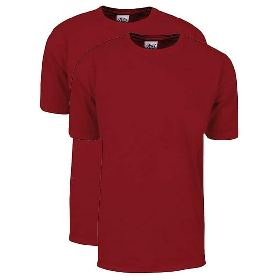 2 Pack Shaka Wear Men's Max Heavyweight Short Sleeve Crew Neck T-Shirt - Cardinal Red - Small
