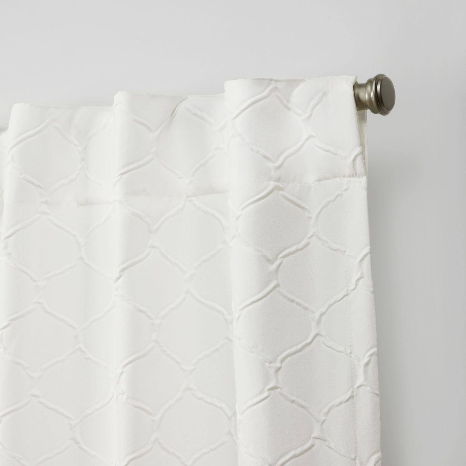 Nicole Miller Trellis Matelassé Hidden Tab/Rod Pocket Top Light Filtering Curtain Panel Pair, 54"x84", Blush