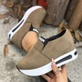 thumbnail image 4 of Suede Platform Loafers for Women Comfortable Wide Toe Box Slip On Orthopedic Walking Shoes Casual Non Slip Work Shoes Brown Size 6.5, 4 of 8