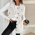 thumbnail image 7 of Women's Fleece Vest Mid-length Sleeveless Lapel Collar Button Up Sherpa Jacket Cardigan Solid Fuzzy Warm Outwear (XL, White), 7 of 7