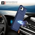 thumbnail image 4 of Allytechgroup Rugged Case for iPhone 16e Support Magnetic Car Mount, Premium PU Leather Flip Card Cash Holder Pocket Shockproof Anti-Fall Back Case for iPhone 16e, Darkblue, 4 of 5