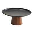 thumbnail image 2 of Frutero con pedestal, plato de fruta redondo, portátil, versátil, con base de madera, bandeja para servir comida para decoración de encimera de S, 2 of 7