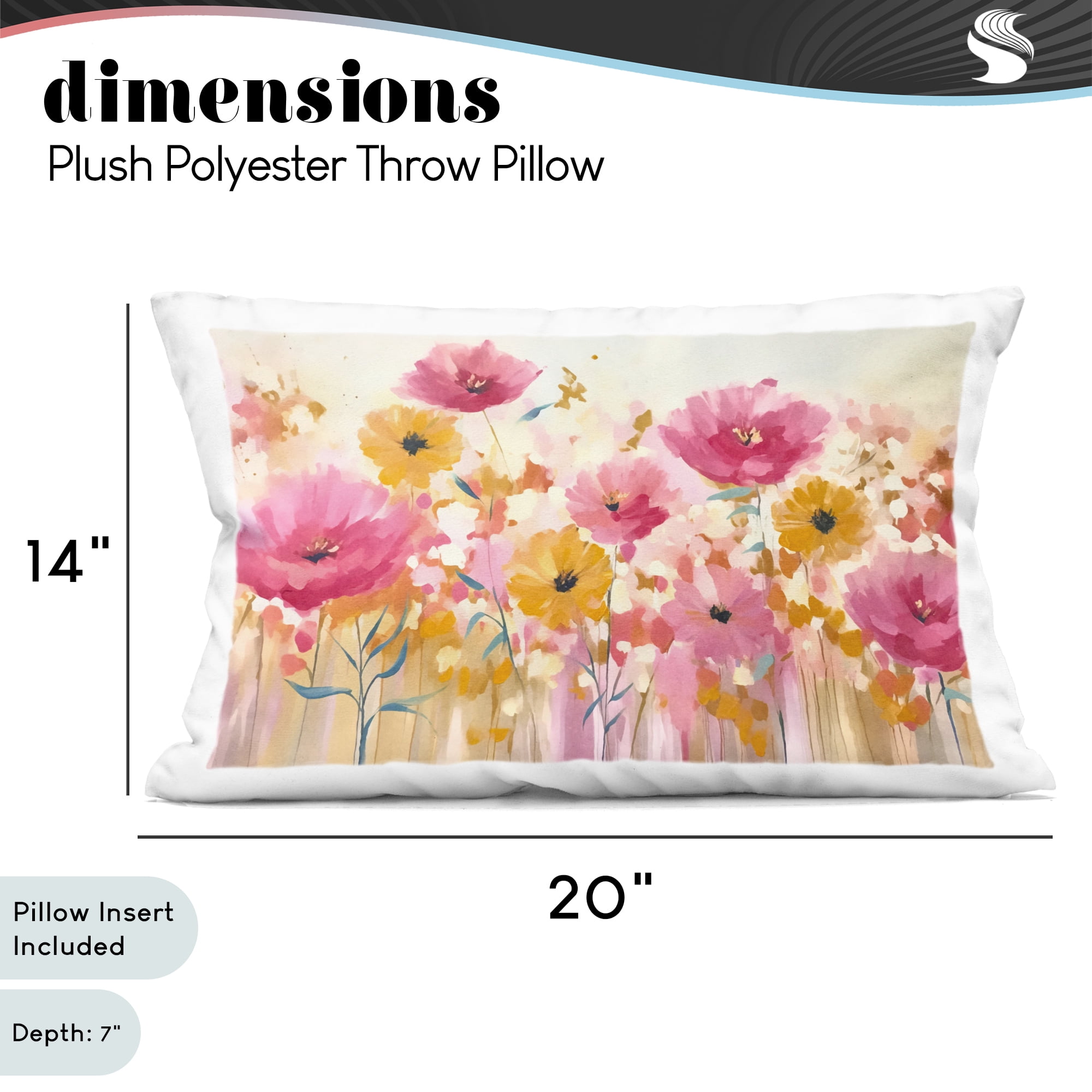 Stupell Industries Blooming Whimsy Pink & Yellow Decorative Printed Throw Pillow, design by Andrea Haase