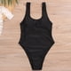 thumbnail image 3 of Traje de baño de una pieza para mujer, bikini sexy de color sólido, traje de baño con cojín en el pecho, sin mangas, triángulo, playa, 3 of 6
