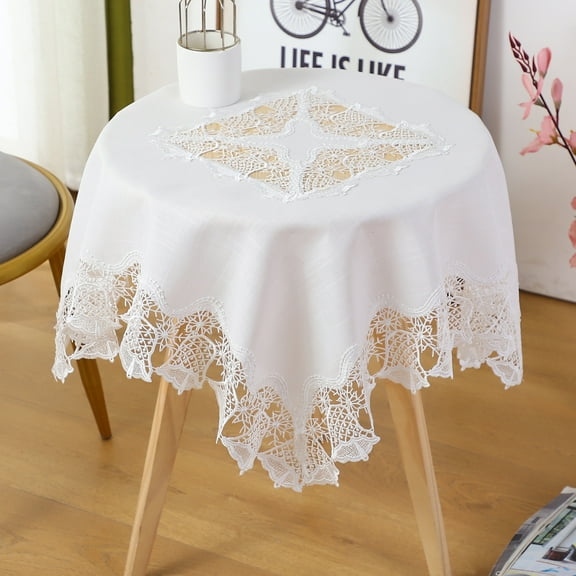 WCHUANG Embroidered Tablecloth Lace Square Tablecloth, Small Table Cloth, Bedside Table Cover Nightstand Tabletop Decoration