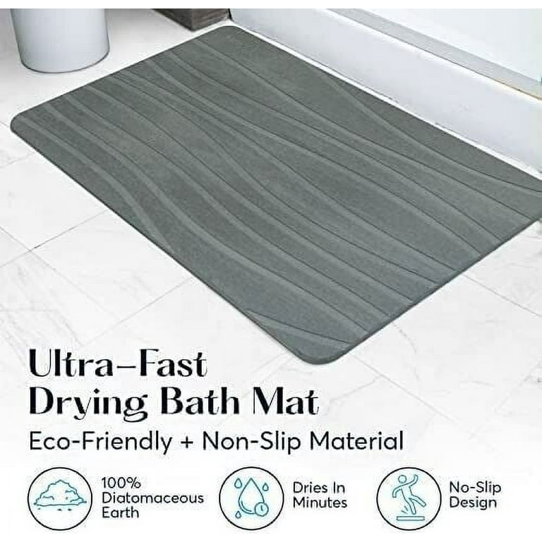 MatXwell Soft Diatomaceous Earth Bath Mat, Water Absorbent Fast Drying Bath  Shower Mats, Large and Thin Non-Slip Diatomite Mud Bath Floor Mats for