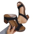 thumbnail image 4 of Miluxas Block Heel Sandals for Women, Open Toe T Strap Hollow Out Platform Slip On Platform Sandals Women Black 7.5(40), 4 of 9