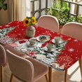 thumbnail image 3 of Red Christmas Table Cloths for 5 Foot Rectangle Tables, Snowman Xmas Tree Coastal Snowflake Starfish Patio Waterproof Elastic Fitted Tablecloths, Washable Rectangular Table Cover for Camping, 3 of 8
