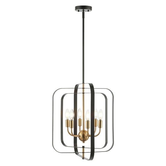 SAFAVIEH Dellyth 5-Light LED Black Iron Pendant Light with Shade