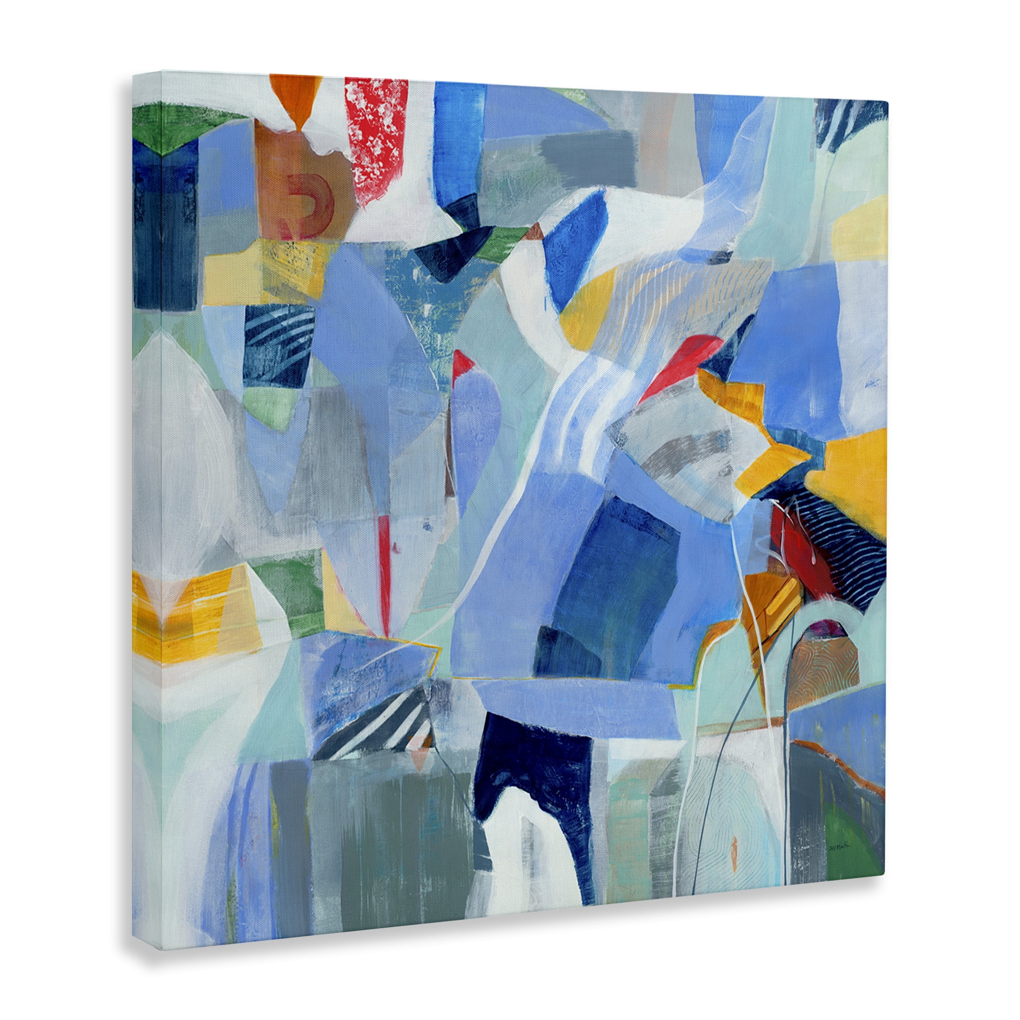 Stupell Industries Chaotic Blue Composition Abstract Painting Wrapped Canvas Art Print Wall Art, 24 x 24