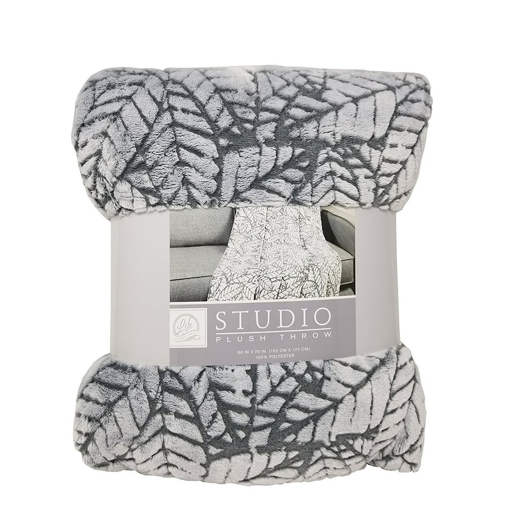 Life Comfort Studio Plush Throw 100% Polyester 60 x 70 in - Gray (9746 ...