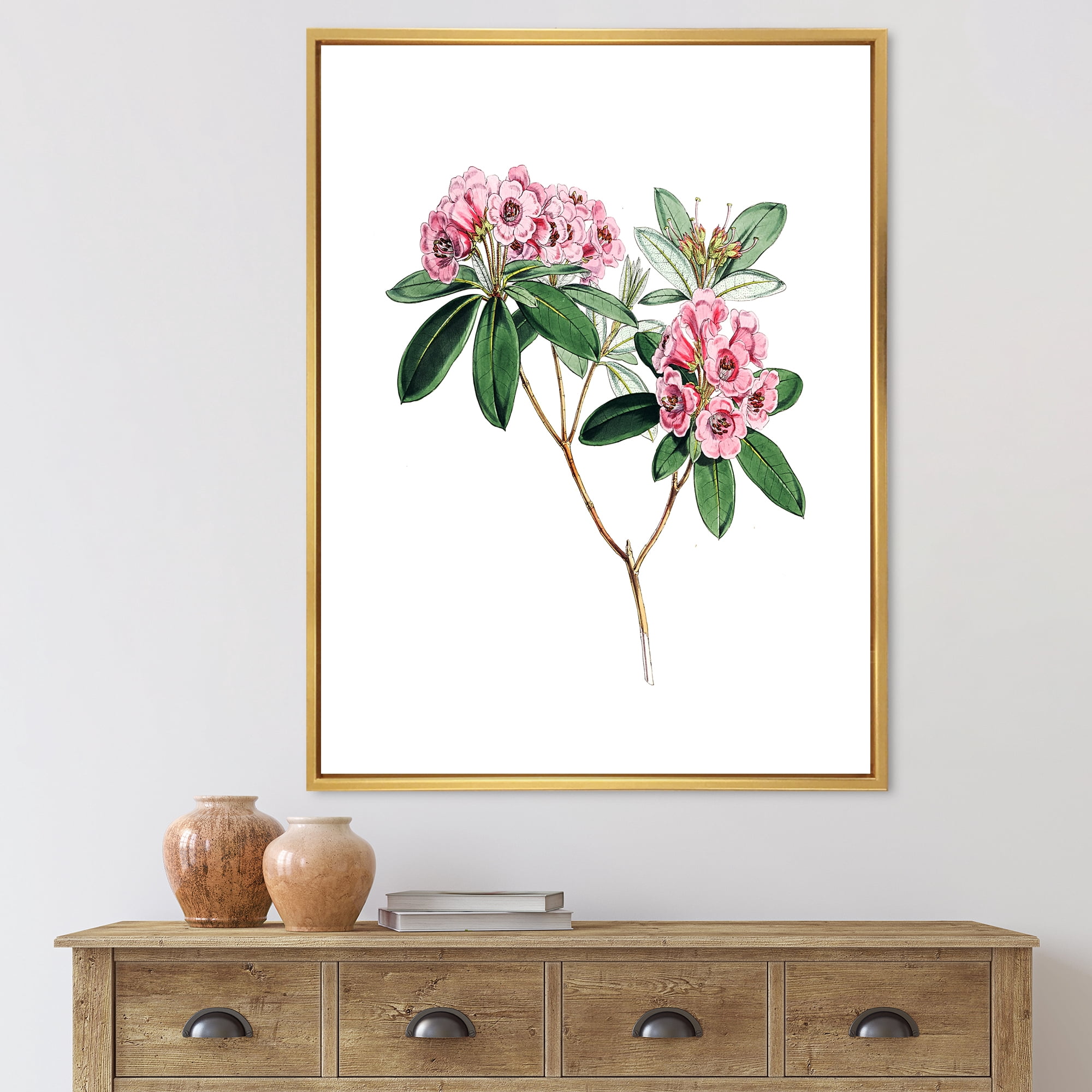 Designart 'Ancient American Flora II' Traditional Framed Canvas Wall Art Print