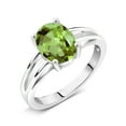 thumbnail image 2 of Gem Stone King 2.10 Ct Oval Green Peridot 925 Sterling Silver Solitaire Engagement Ring, 2 of 4