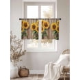 thumbnail image 2 of Sunflowers Sheer Curtains for Living Room Bedroom Rustic Summer Botanical Floral Wooden Grain Sheer Curtains 54 Inch Long 2 Panels Set Light Filtering Curtain Window Treatments Drapes for Dining Room, 2 of 6