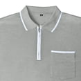thumbnail image 6 of Men's Polo Shirts Zip Long Sleeve Classic T-Shirts Casual Golf Shirts Stylish Collared Tee, 3XL, 6 of 7
