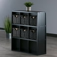 thumbnail image 5 of Winsome Wood Timothy 3x3 Black Storage Shelf with 6 Foldable Woven Chocolate Baskets, 5 of 10