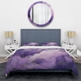 thumbnail image 4 of Designart "Ink Clouds of Purple and Gold Marble IX" Fractals Bedding Covert Set - Abstract Purple Modern Bed Set With 2 Shams, 4 of 7