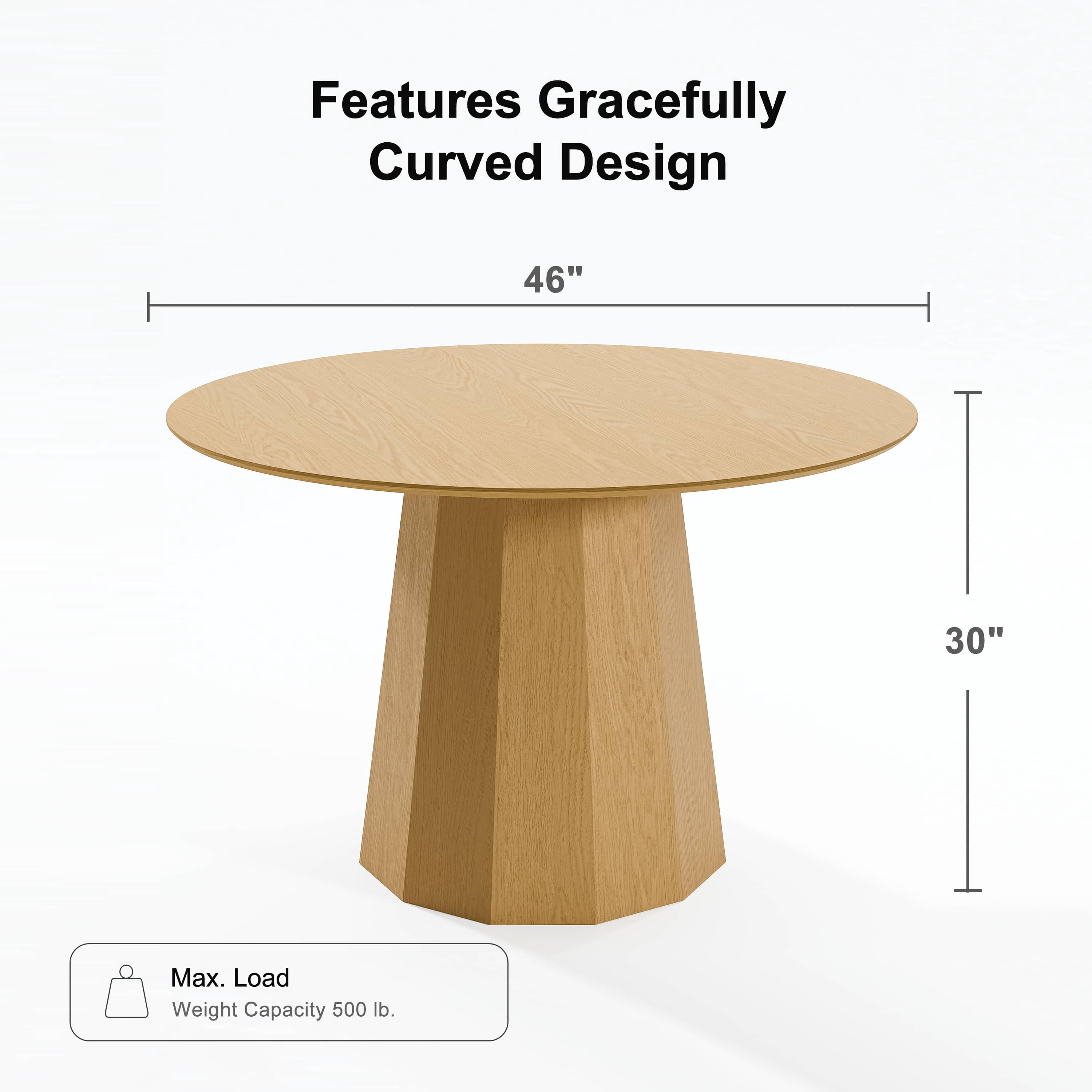 MAYEERTY 46" Rustic Dining Table Mid-Century Round Wood Kitchen Table for 4 People