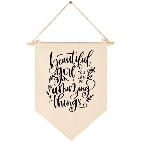 Beautiful Girl You Can Do Amazing Things – Bandera Colgante De Lona, Cartel De Pared, Decoración De Regalo Para Niña, Bebé, Niños, Guardería, Habitación De Adolescentes, Puerta Delantera – Excitació