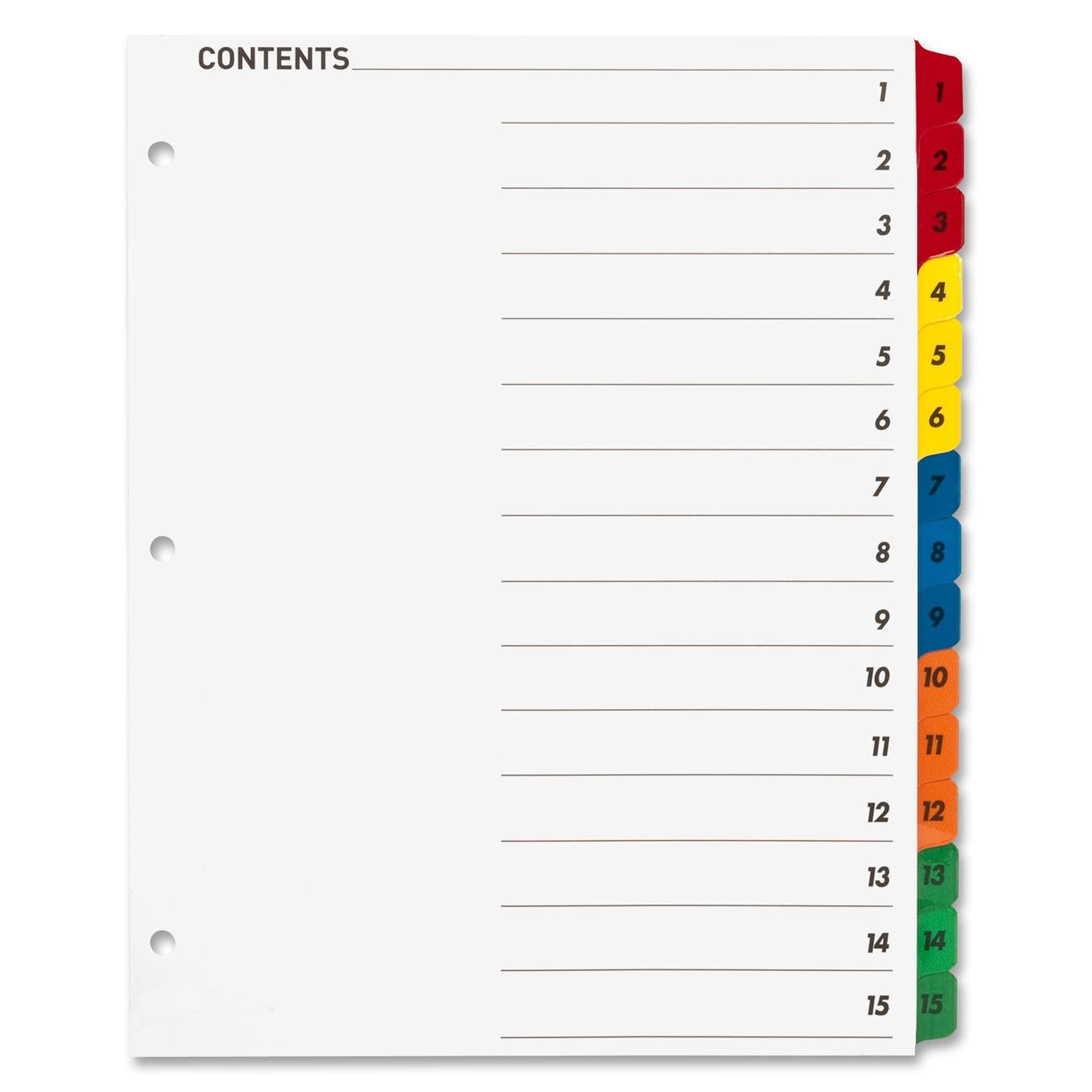 Sparco Color Coded Indexing System In Blank Table Of Contents Template Pdf