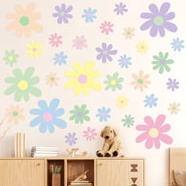 Daisy Wall Decal Flower Wall Sticker Cute Daisy Sticker Multicolor Flower Decal Peel and Stick Floral Wallpaper for Nursery Bedroom Home Decor 12 Sheets Multicolor