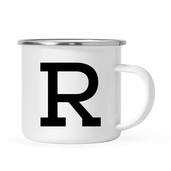 Koyal Wholesale 11oz. Stainless Steel Campfire Coffee Mug Gift, Camp Monogram Initial R, 1-Pack