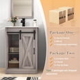 thumbnail image 5 of Blotout 24" Bathroom Vanity with Sink & Faucet & Mirror, Farmhouse Bathroom Vanity Cabinet Set with Sliding Barn Door & 3 Drawers, Freestanding Single Bath Storage Vanity Ceramic Sink, Grey, 5 of 7