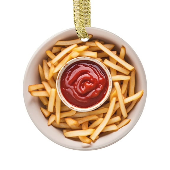 French Fries and Ketchup Food Lovers Foodie Novelty Holiday Christmas Ornament Xmas Tree Gift (Flat Design Printed on Ceramic, NOT 3D)
