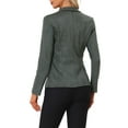 thumbnail image 3 of INSPIRE CHIC Women's Faux Suede Blazer Lapel Collar Long Sleeves Wear-to-Work Jacket XS Dark Grey, 3 of 6