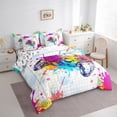 thumbnail image 3 of Erosebridal Literie à Motif de Manette de Jeu Format Double, Ensembles de Literie de Jeu Dessin Animé Format Double, Ensemble de Lit Réversible Aquarelle Moderne, Ultra Doux Décoratif pour la Chambre, 7 Pcs, 3 of 6