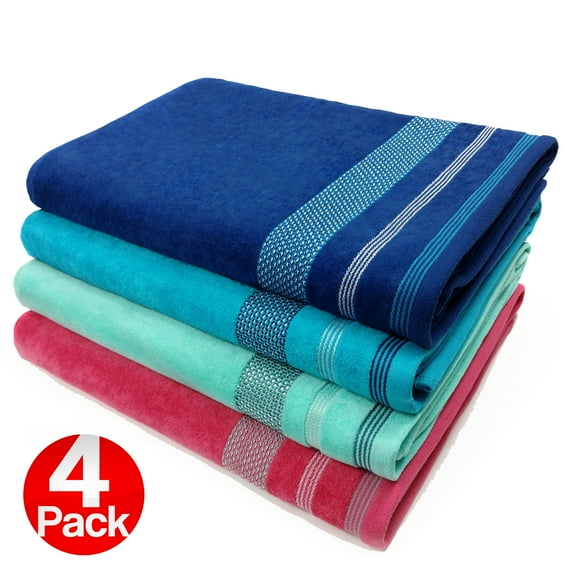 Kaufman - Ultra soft, Luxurious 4 Pack 100% Combed Ring Spun Yarn dye Cotton Velour Generously Sized 35"x70"