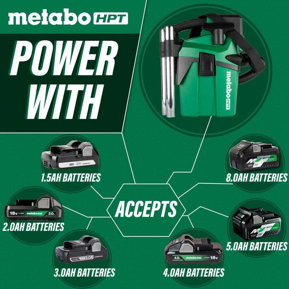 Metabo HPT 18V Wet Dry Shop Vacuum, Tool Only, RP18DAQ4