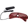 thumbnail image 4 of Light Up Flashing Shutter Neon Rave Glasses El Wire LED Sunglasses Voice Activated Glow DJ Costumes for 80s, EDM, Party, 4 of 5